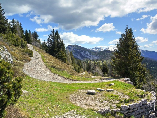 Kehre der Kriegsstrasse auf die Cima di Vezzena.<br />Im Mittelgrund Cima Manderiolo